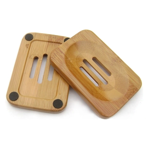 Carbonized Bamboo Soap Dish Holder Natural Wooden Soap Case Tray Drainage Holes Anti Slip Base Bathroom Accessories Eco Friendly
