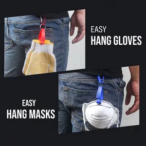 Multipurpose glove clip with metal carabiner for work accessories in red and blue colors