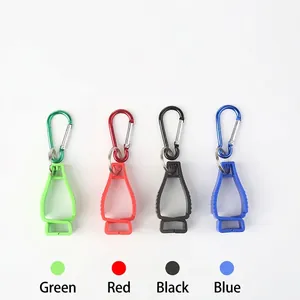 Durable multipurpose glove clip set with metal carabiner in green red black and blue