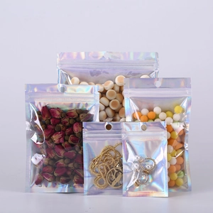 Holographic laser resealable bags for jewelry and cosmetics packaging in various sizes