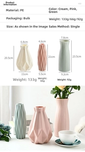 Tableau des tailles pour vases nordiques en plastique PE avec dimensions et styles variés
