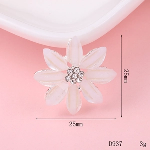 Macro shot of a 25mm five-petal cherry blossom DIY charm with pearls and rhinestones