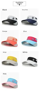 Outdoor sport sun visors in seven colors featuring a wide brim and side logo detail