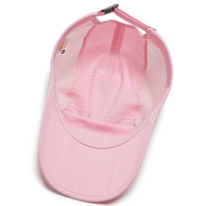 Pink quick-dry kids baseball cap with breathable mesh design and adjustable strap