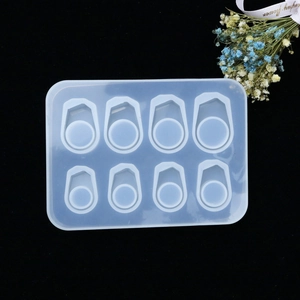 Macro view of 8-cavity translucent silicone mold for DIY resin rings and pendants