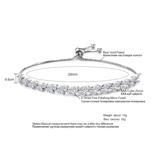 Pulsera ajustable con circonitas AAA talla marquesa y baño de oro de 18 quilates