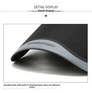 Detail of sturdy black baseball cap brim with grey trim and SDSUISPORT logo