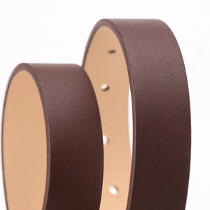 Three-piece set dark brown faux leather belt with vintage texture and alloy buckle