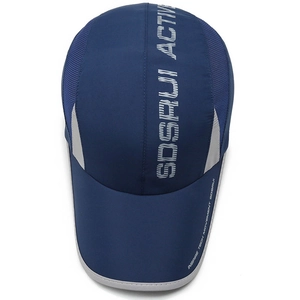 Navy blue breathable mesh baseball cap with SDSRUI ACTIVE print for outdoor sports