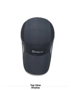 Top down view of breathable grey quick-dry mesh sun hat with sdsrul logo detail