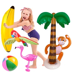 Inflatable Palm Tree Flamingo Monkey Parrot Banana Beach Ball PVC Tropical Summer Theme Party Props Pool Decoration