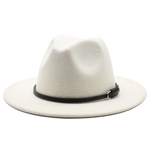 Classic Fedora Hat Felt Woolen Wide Flat Brim Vintage Jazz Caps With Belt Buckle For Men Women