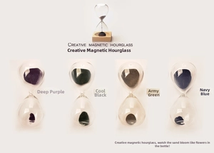 Creative magnetic hourglass showing four sand colors and magnetic stalagmite effects