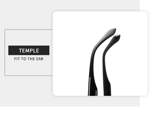 Detail view of ergonomic matte black temple tips for comfortable ear fit on sunglasses