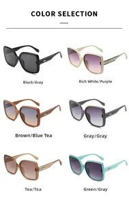 Grid view showing variety of square oversized sunglasses colors with star metal details