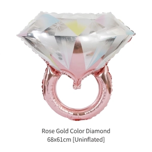 Detail of 68x61cm rose gold colored diamond ring foil balloon for wedding decoration