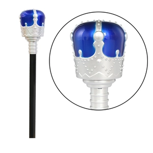 Blue and silver royal scepter prop with ornate crown top for kids halloween costumes