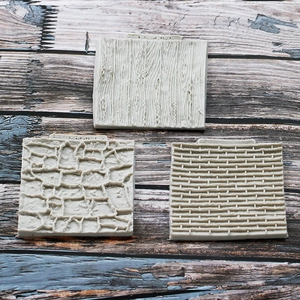 Silicone texture mats with wood, brick, and stone patterns for DIY fondant cake decoration