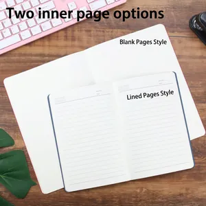 Notebook set featuring blank and ruled inner pages on a dark wood background