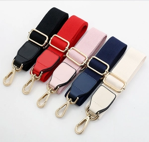 Adjustable canvas bag strap replacement, solid color shoulder crossbody strap with metal hooks.