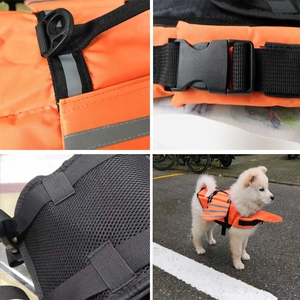 Gilet de sauvetage réfléchissant orange pour chien avec aileron de requin et maille aérée