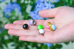 Minimalist colorful enamel ball earrings with gold plated hoop base in various colors