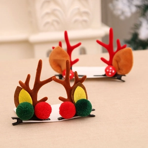 Lot de barrettes de Noël bois de renne avec pompons en peluche pour fillettes