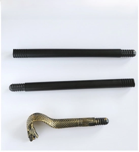 Detail of 3-section detachable bronze snake head scepter with threaded assembly design