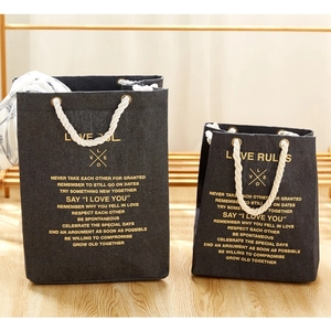 Large capacity canvas storage bags with thick cotton rope handles and printed letters