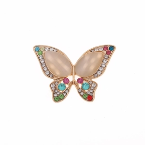 Exquisite golden butterfly alloy charm with white cat eye stones and colorful rhinestones