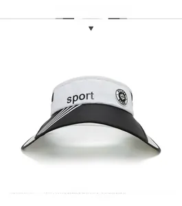 Detail view of sport sun visor hat with adjustable brim and mesh fabric for outdoor tennis