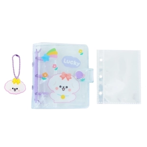 Cartoon hond 3-rings fotokaart album set met transparante omslag en sleutelhanger