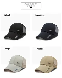 Détail d'une casquette de sport avec maille respirante et emblème latéral en métal
