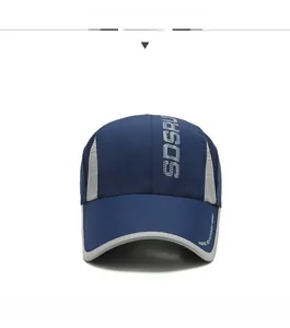 Front view of a dark blue and grey quick-dry sports baseball cap with SDSRU lettering