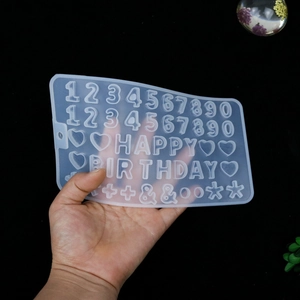 Handbediende translucente siliconen mal met cijfers en Happy Birthday tekst voor DIY