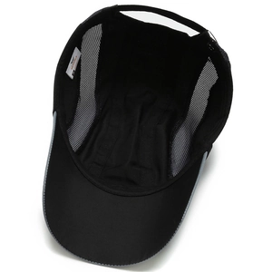 Breathable black quick-dry mesh baseball cap for kids and adults with reflective grey trim