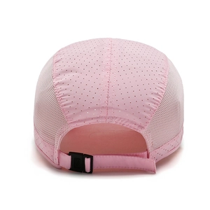Pink kids quick-dry sports cap with breathable mesh and adjustable back strap buckle