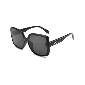 Classic black square oversized sunglasses with silver star decoration on the temple