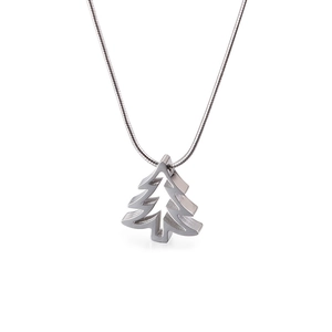 Minimalist silver stainless steel necklace with tree of life pendant on snake chain