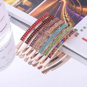 Elegant set of 6 rhinestone hairpins with colorful stones on rose gold plating