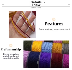 Macro detail of 3mm braided cords in multiple colors for DIY jewelry making and crafts
