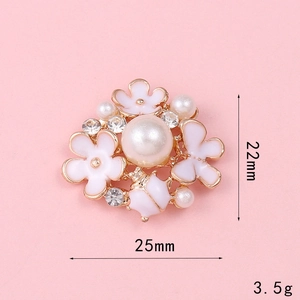 Creative 25mm pearl flower charm with rhinestones and gold base for DIY phone cases
