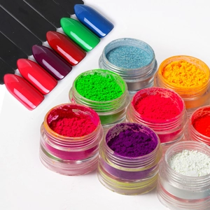 Poudres de pigments à ongles en 8 pots avec échantillons pour manucures candy chrome