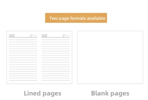 Detail view of lined and blank inner page layouts for A5 B5 notebook diary
