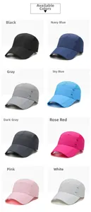 Detailed grid showing 8 colors of breathable lightweight quick-dry sports baseball caps