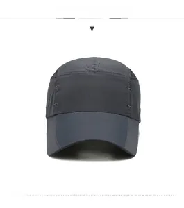 Detail view of laser-cut ventilation holes on lightweight quick-dry dark grey sports cap