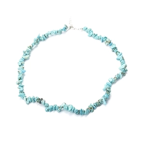 Handmade bohemian multilayer necklace with irregular light blue crystal chips and silver clasp