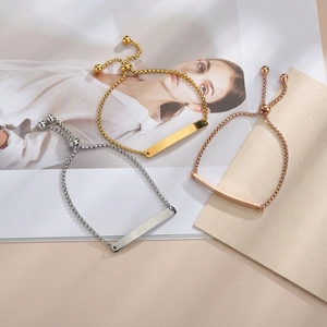 Adjustable stainless steel box chain bracelets in gold, silver and rose gold finishes