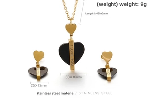 Détails du coffret bijoux en acier inoxydable doré avec cœurs noirs et gravure spéciale