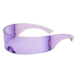 Cyberpunk Sonnenbrille in halbtransparentem Lila für futuristische Party-Outfits